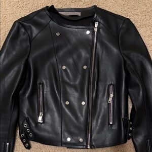 Zara Edgy Cropped Leather-Style Jacket